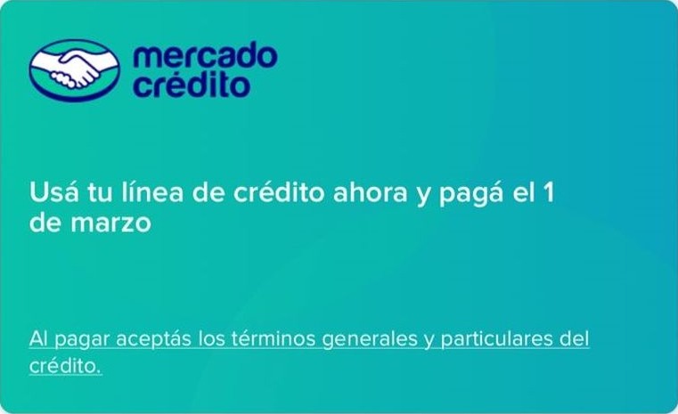 The Mercado Crédito card as it was, in turquoise