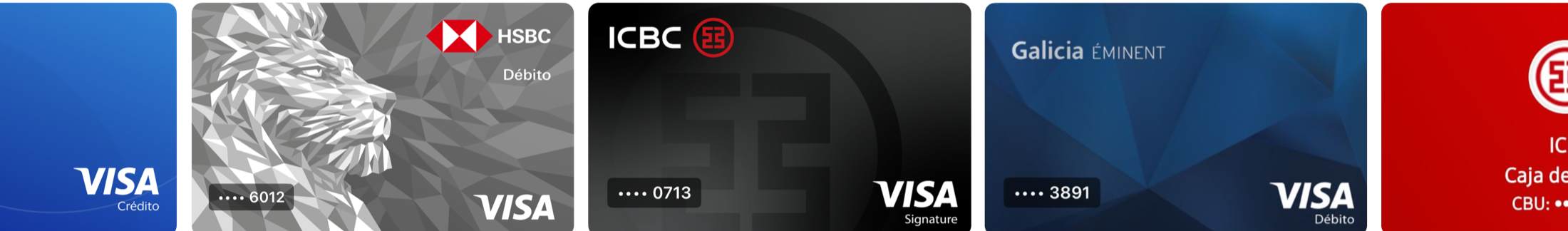 A bank card showing the issuer, card type, network and last four digits